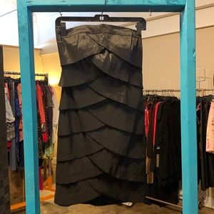 Strapless black cocktail dress